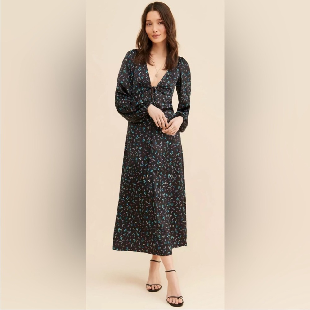 Free People AFRM Portia Dress Ditsy NWT Maxi Floral S Dainty Whimsical Gothic